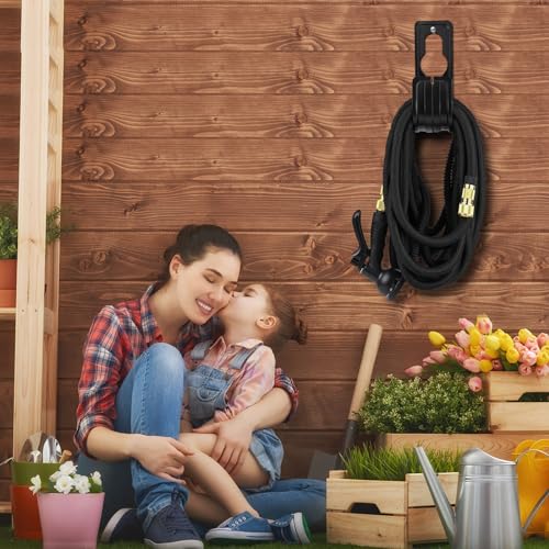 30m Expandable Garden Hose with 8 Spray Models Fits 1/2" and 3/4" Taps Durable Metal Fittings for Garden Cleaning, Car Washing, Watering (Black)