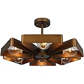 UNITARY Farmhouse Semi Flush Mount Ceiling Light Fixture, Lights for Bedroom, Copper Metal Floral Design Kitchen Light Fixtur