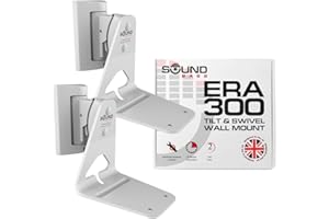 Sound Bass ERA300 Wall Mount Bracket, Tilt and Swivel, White, Twin (2pcs), Compatible with Sonos ERA 300, Effortless Installation, Includes Mounting Kit, Double, Pair