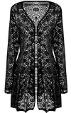 Women's Long Sleeve Lace Crochet Knitted Sheer V Neck Waterfall Cardigan