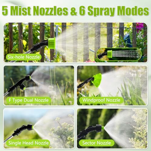 Battery Powered Backpack Sprayer 4 Gallon, Adjustable Pressure Garden Sprayer with Digital Display & Padded Straps, Electric Pump Sprayer in Lawn with 2.2Ah Battery, 5 Nozzles, Telescopic Wand
