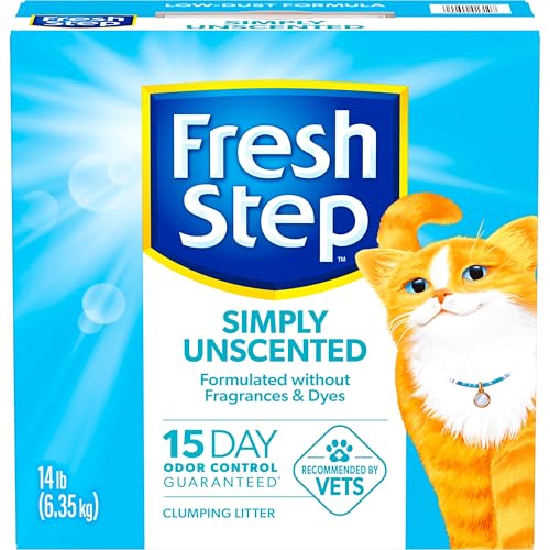 FRESH STEP SIMPLY UNSCENTED CLUMPING LITTER, FRESH STEP UNSCENTED CAT LITTER WITH ACTIVATED CHARCOAL TECHNOLOGY, 14 LB. BOX
