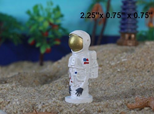 Kimoo 2X Miniature Resin Astronaut Statue Sculpture Aquarium Bookshelf Sandy Psychotherapy Ornament Fish Tank Decoration Reptile Fish