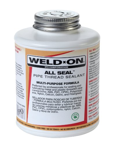 Weld-On 87665 Beige All Seal Pipe Joint Compound with Brush in Cap Applicator, 1/2 pint Can