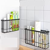 MOAMUN 2PC Lid Organizers Inside Cabinet, Cabinet Door Organizer, Self-Adhesive Storage Box, Wall Mounted Metal Storage Boxes,Bathroom/Cabinet/Kitchen Items Organiser Storage Box