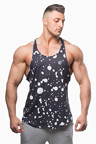 Jed North Bodybuilding Tank Top Gym Stringer Y-Back Muscle Racerback,Splash,Small