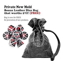Haxtec DND Metal Dice Set D&D Red and Black Metal
