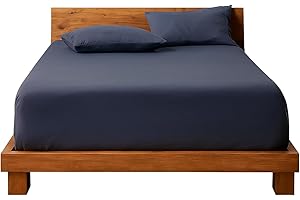 Decolab Jogo de Lençol Malha 100% Algodão Extra Macio - Roupa De Cama Antiácaro, Inclui Lençol Com Elástico (Forro) E Fronhas (Azul-marinho, Casal Simples)