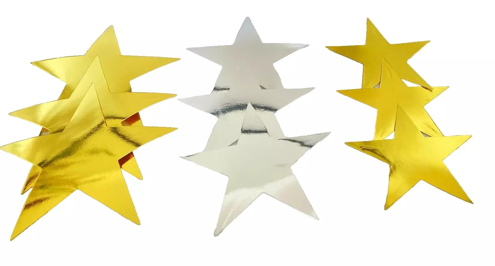 a2bsales 50 x Large Gold & Silver Card Stars - 3 Sizes - Gift Tags Badges Xmas Mobiles