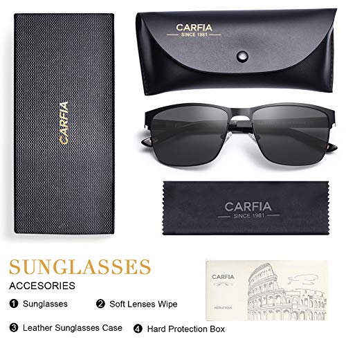 CARFIA Polarisierte Herren Sonnenbrille Metallrahmen UV 400 Fahrerbrille Sportbrille Kategorie 3