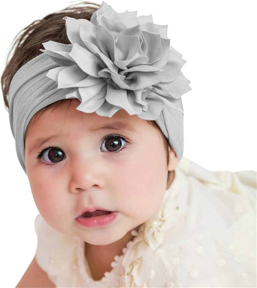 TSWRK Baby Girls Headbands,Newborn Infant Toddler Hair Bands Children Soft Nylon Headwrap with Rose/Lotus Flower Hair Accessories(Pack of 6) - Image 4