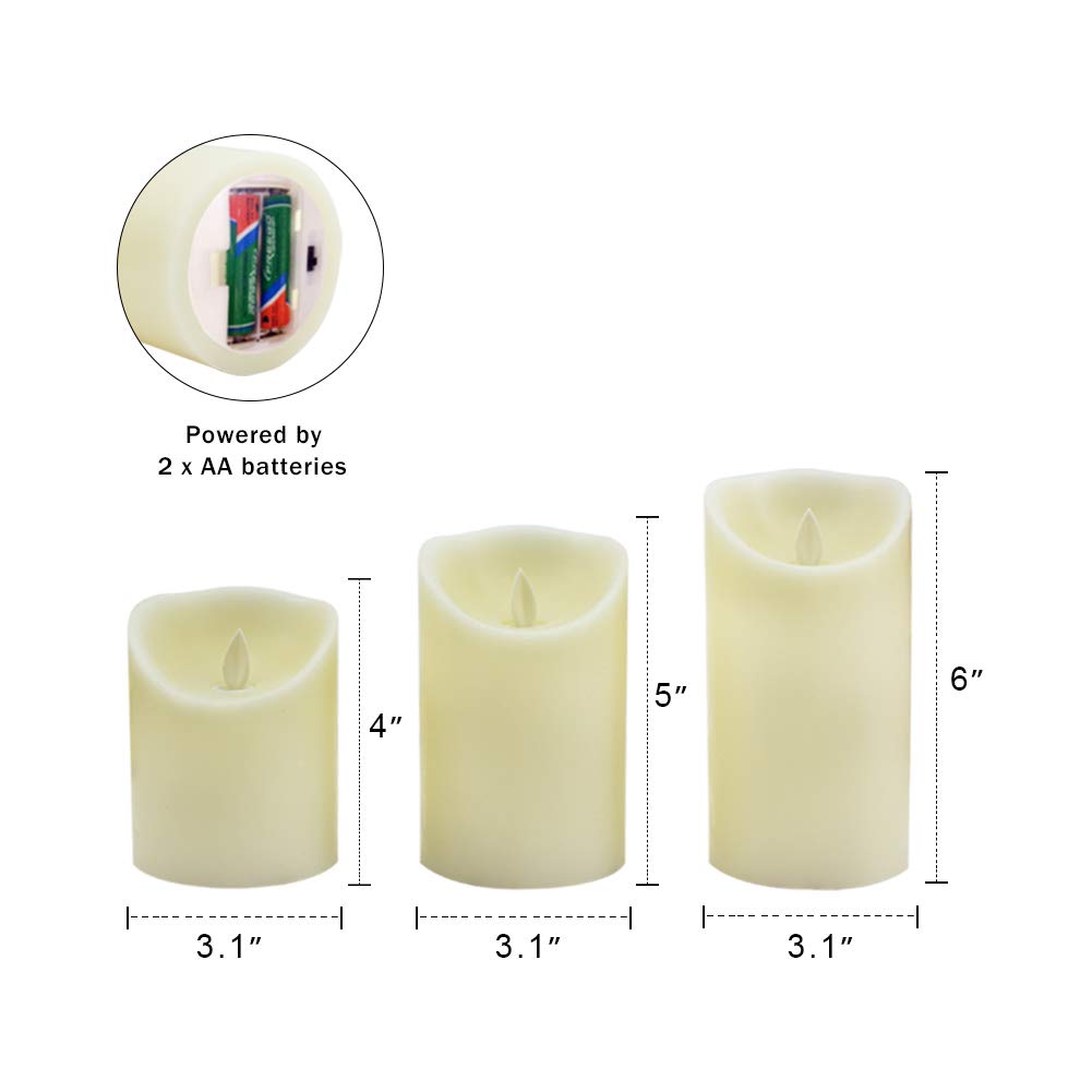 Flickering Flameless Candles Battery Operated Candles, Set of 3(H4\