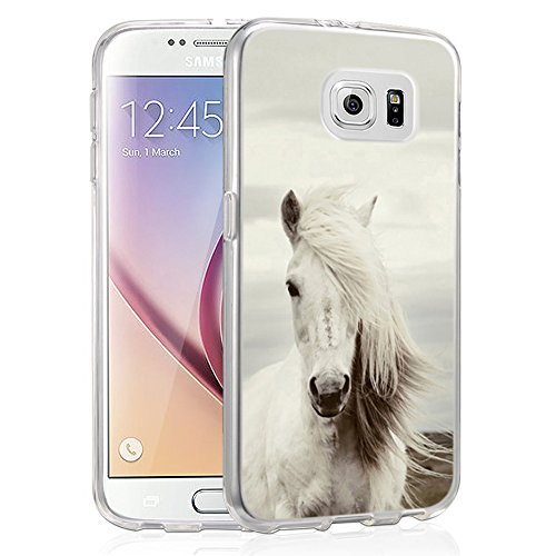 S6 Case Horse,Gifun [Anti-Slide] and [Drop Protection] Soft TPU Premium Flexible Protective Cover Case Compatible with Samsung Galaxy S6 - Handsome Horse