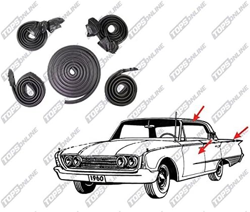 TopsOnline 5 Piece Weather Seals Kit for 2-Door Hardtop Model, Fits 1969 and 1970 Pontiac Bonneville & Catalina