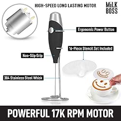 Milk Boss Mighty Milk Frother Handheld Whisk Mixer