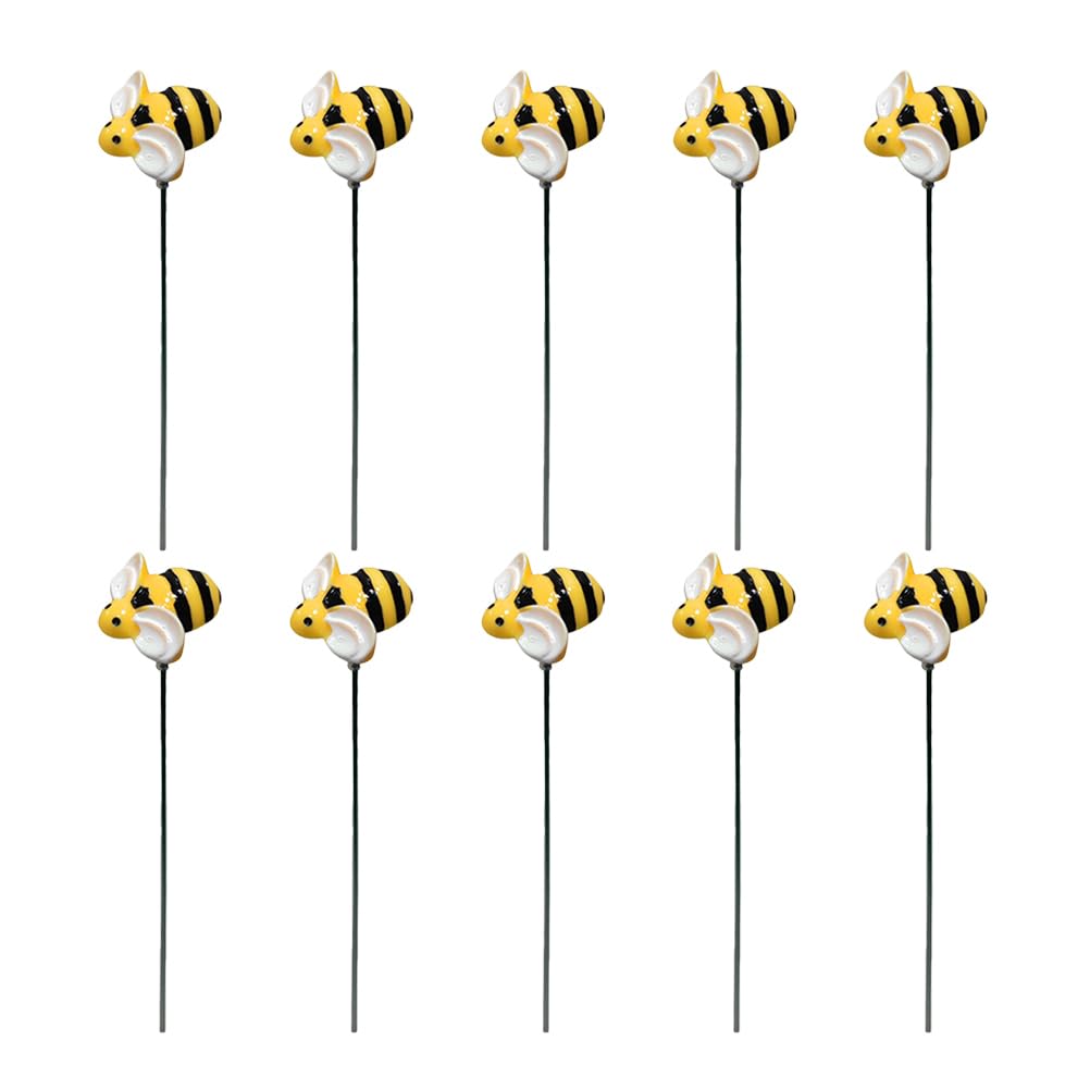 Baluue Little Bee Garden Stake 12 Inch Decorative Outdoor Lawn Stake with Lifelike Swinging Wings for Yard Patio Flower Bed Nature Inspired Bee Ornament