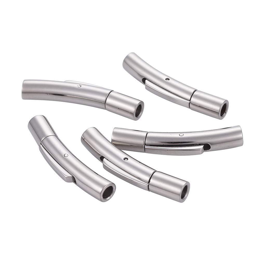 Airssory 10pcs Shiny 304 Stainless Steel 30mm Large Strong Leather Cord End Clasp Integral Clasp & Closures Jewellery Findings Bulk for Jewellery Making - Fit 3mm Cord