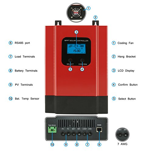 image for PowMr 60amp MPPT Solar Charge Controller 48V/36V/24V/12V for off-grid 