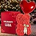 Rose Bear Teddy with Ribbon – 10” Flower Bear with 300+ Artificial Roses – Gift Boxed for Her with Balloon and Customizable Greeting Card for Christmas, Valentines Day, Anniversary and Birthday