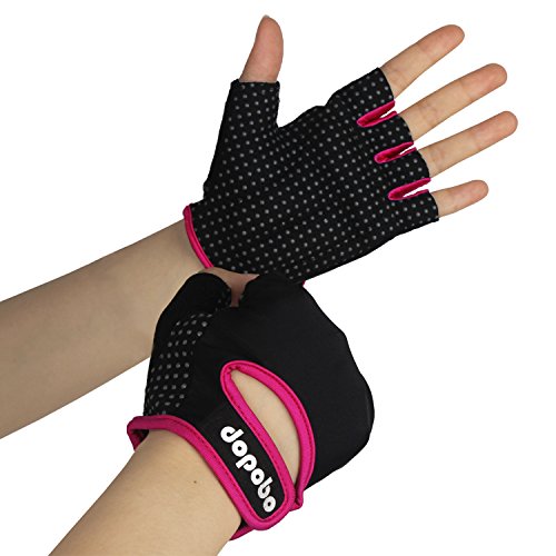 Dopobo Women Weightlifting Gloves Sports Gloves Unisex Half-finger Women Girls Gym Gloves for Dumbbells, Weight Lifting, Spinning, Yoga, Cycling(Black&Rose, M)