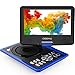 COOAU Portable DVD Player 11.5" with Game Joystick, Swivel HD Screen 9.5", Support Multi-Format, Region Free, Long Lasting Battery with Power Adapter & Car Charger, Support AV-in/AV-Out/SD/USB, Blue primary
