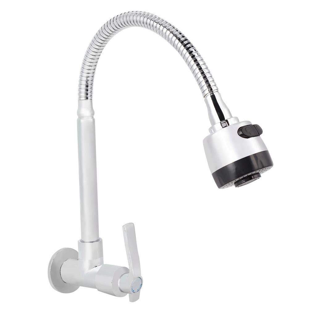 AUNMAS G1/2inch Silver Water Faucet, Single Cold Water 360 Degree Rotatable Wall Mounted Tap for Bathroom Home Kitchen