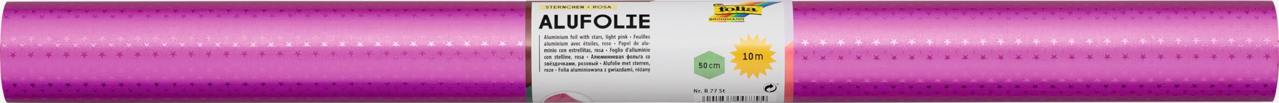 Folia Aluminium Foil Double-Sided Laminated with Embossed Star, 50 cm x 10 Metres, R 77 St
