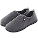 Men's Comfort Polar Fleece Slip on Slippers Color Block Memory Foam House Loafers Shoes w/Indoor, Outdoor Sole (Large/11-12 D(M) US, Gray)