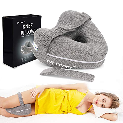 Dr. Comfy Knee Pillow Orthopedic Memory Foam Leg Pillow for Hip Pain Sciatica, Leg Pain, Knees