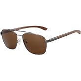 ZENOTTIC Aviator Polarized Sunglasses Men: Wood UV400 Protection Driving | Lightweight Wooden Metal Frame, HD TAC Lens, Scratch Resistant, Anti-allergic Adjustable Silicone Nose Pads, Gift Box