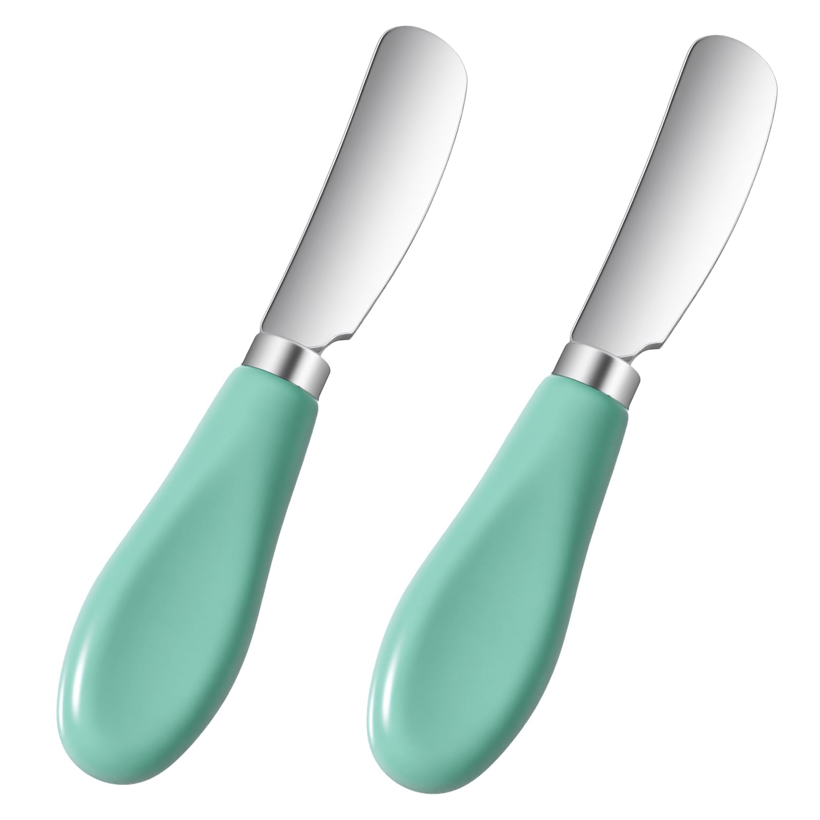 Photo 1 of 2 PCS Stainless Steel Butter Spreader Knife Cheese Spreader Knives Porcelain Handle Butter Spreaders Small Butters Knife Cheese Spreaders for Appetizers Dips Charcuterie Pastry Utensils Making