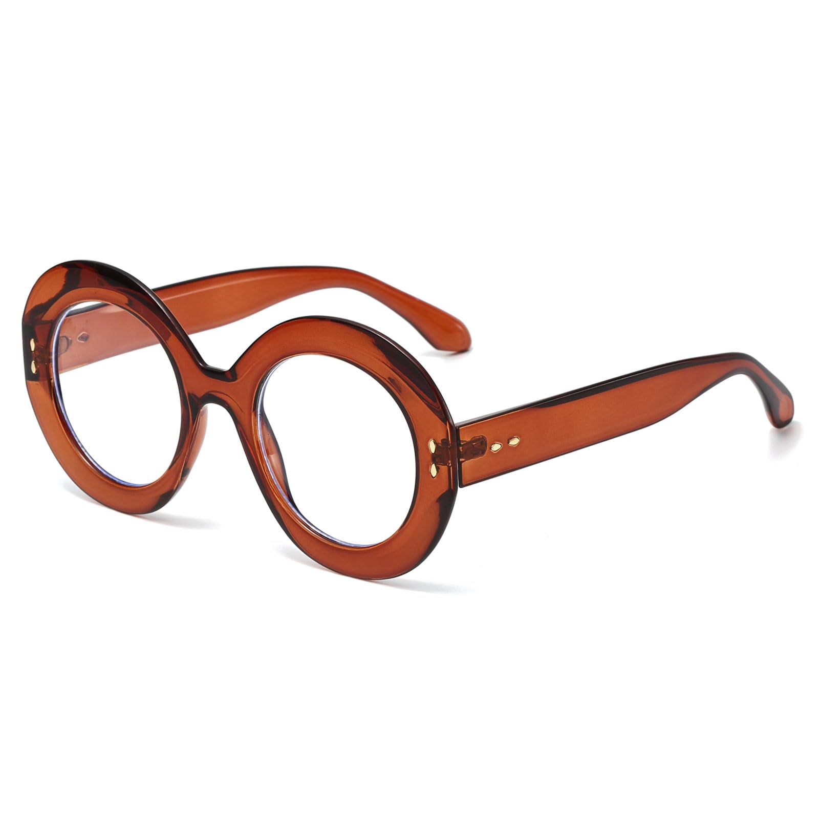 LJCZKA Round Blue Light Glasses for Women Men Oversized Computer Glasses for Texting Reading Gaming, Anti Fatigue & Eyestrain