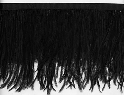 Ostrich Feather Fringe Trim | Available in 25 Colors | Priced per Yard (Black)