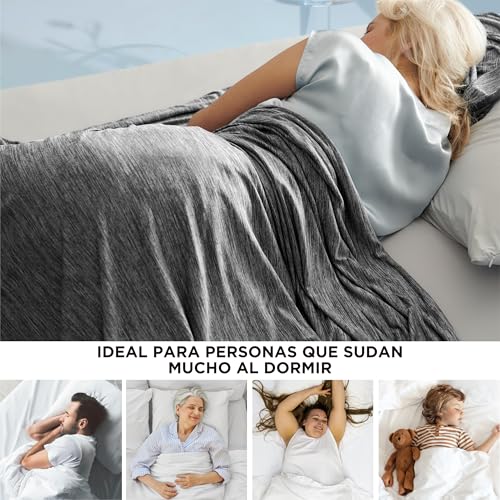 Bedsure Cooling Blanket for Summer 150 x 200 cm – Summer Blanket with Light Fibres Cooling ARC-Chill Q-MAX > 0.4, Cooling Blanket for People Who Sweat a Lot at Night, Grey