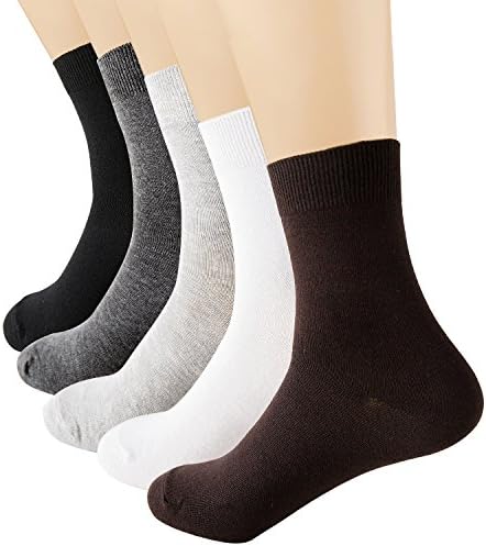 Vxock Mens Athletic Cotton Crew Running Socks Multicolor-5 Pack