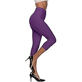 Kotii Women's Soft Capri Leggings 3/4 Cropped Leggings High Waisted Capris Tights