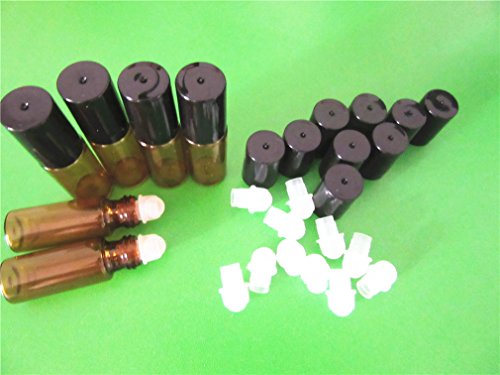 6-30 Set 10ml Amber Roll On Bottle Thick Glass Vial Beauty Makeup Tool for Fragrances Perfume Essential Oil (24) - Thumbnail 5