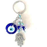 Dinaauto Turkish Evil Eye Keychain Handmade Alloy Keyring Good Luck Pendant Charms Home Decor Accessory
