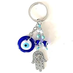 Dinaauto Turkish Evil Eye Keychain Handmade Alloy