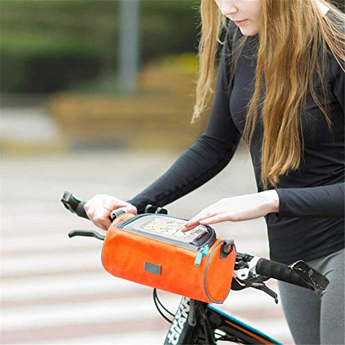 AROYEL Bicycle Handlebar Bag, Front Top Frame Tube Touchscreen Cell Phone Carry Bag, Waterproof Pannier Bag with Removable Shoulder Strap for Road Bikes, Mountain Bikes & Motorcycles (Pink)