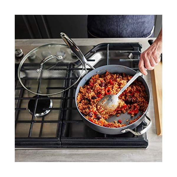 GreenPan-Saute-Pan-with-Helper-Handle-Non-Stick-Toxin-Free-Ceramic-Saute-Pan-Induction-Oven-Safe-Cookware-28-cm42-Litre-Grey GreenPan Valencia Pro Hard Anodised Healthy Ceramic Non-Stick 28 cm/4.2 Litre Sauté Pan, PFAS Free, Induction…
