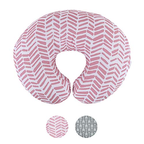 Water Resistant Nursing Pillow Cover | Premium Quality Soft Wipeable Fabric | Pink Herringbone Pattern | Minky Slipcover…