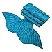 LAGHCAT Mermaid Tail Knit Crochet Blanket for Adult, Oversized Sleeping Blanket, Wave Pattern (Peacock Blue, 71
