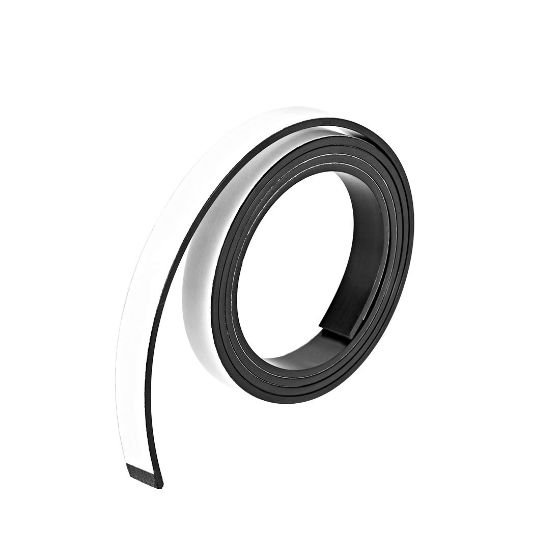 sourcing map Adhesive Black Magnetic Strip with White Cover 25/64Inch x 3.3Feet x 5/64Inch