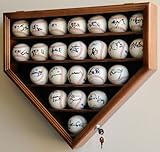 23 Baseball Display Case Cabinet Holder Wall Rack Home Plate Shaped w/98% UV Protection- Lockable