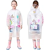Kids Raincoats Boys Girls Rain Jacket Lightweight Rain Coat Waterproof Rain Poncho Reusable Rainwear 5-14 Years