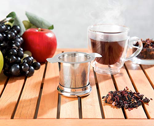 Rosenstein & Söhne Teefilter: Edelstahl-Teesieb micro-geätzt mit Deckel, für Tassen & Kannen (Teefilter Edelstahl, Gewürzsieb, Kaffeebereiter) – Bild 6