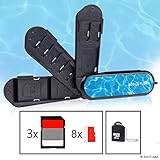 Swiss Knife Type Memory Card Case - 3 Storage Blades (Fits 3X SD and 8X Micro SD, Sea)