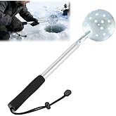 CHENSHUO Retractable Ice Fishing Scoop Skimmer, Metal Telescopic Icebreaker Scooper, Long Length Adjustable Large Spoon with Extendable Handle, Portable Ice Fish Gear Equipment