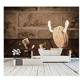 Concept Children and Monster, Wine Cork Figures - Removable Wall Mural | Self-Adhesive Large Wallpaper - 66x96 inches